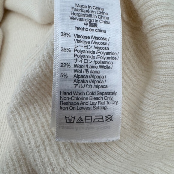 Madewell Sweater Women Large Cream V-Neck Wool Alpaca Slouchy Pullover Preppy - Picture 6 of 8